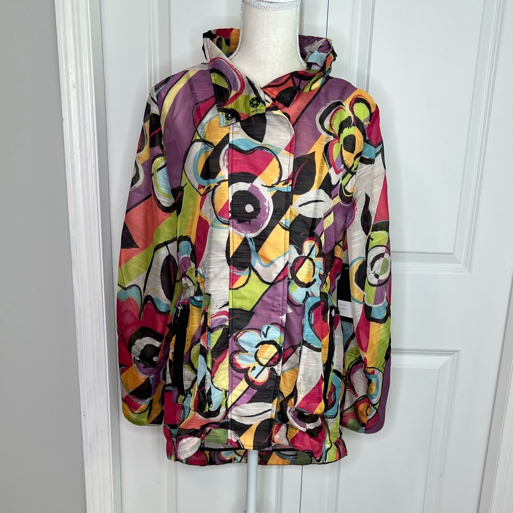 Luii Multicolor Floral Lightweight Jacket NEW Medium Semi-Sheer Van Gogh Fall